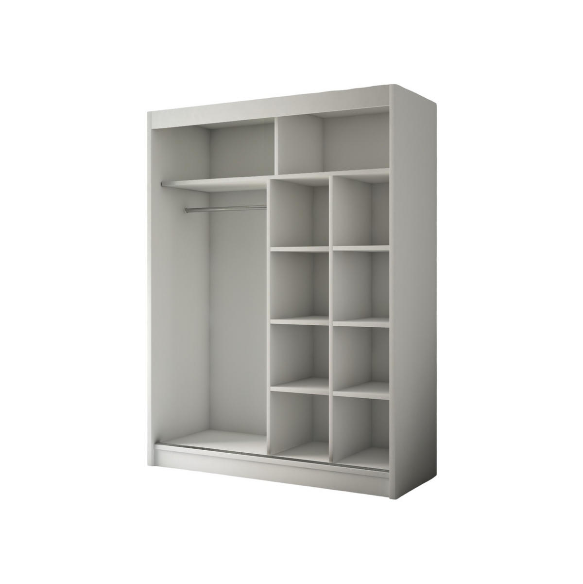 SCHWEBETÜRENSCHRANK Lili 150 cm mit Lamellen 2-türig, weiß, Lamelle wotan - Eiche Wotan/Weiß, Kunststoff (150/215/61cm) - Margaret Hadas24