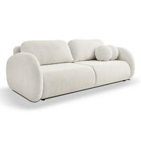 SOFA LOOP Schlaffunktion & Bettkasten PUR-Schaum Schwarze Kunststofffüße skandinavischer Stil lose Rückenkissen freistehend 234x112x86 cm Cream - Creme, Holz/Textil (234/86/112cm) - DomoHome