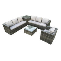 GARTENTISCHGRUPPE Polyrattan 7-Sitzer - Dunkelgrau, Metall - Fimous