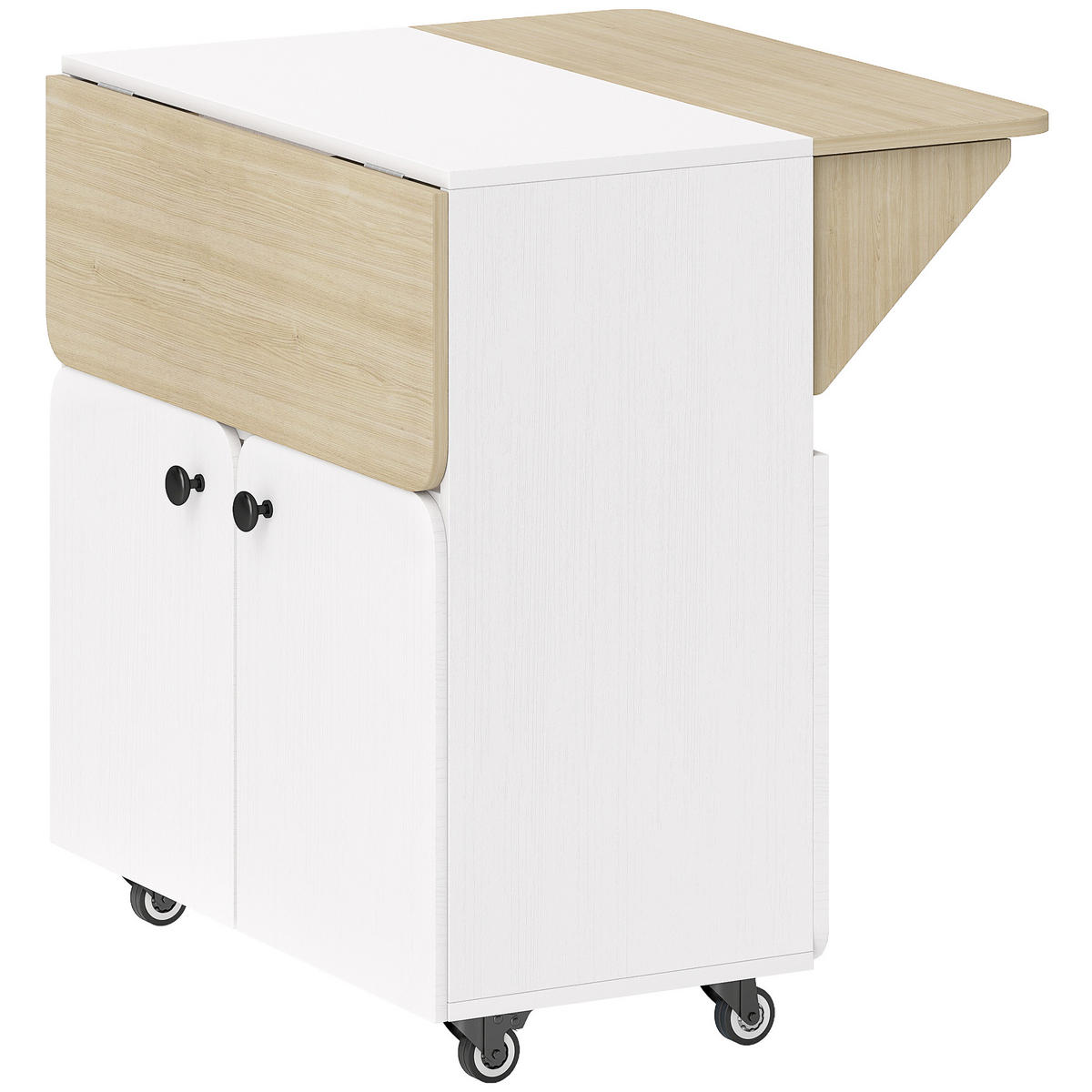 ESSTISCH Klappbarer Mobiler Küchentisch für 2-4 Personen, Klapptisch mit Rolle - Weiß, Holzwerkstoff/Kunststoff (83/75/70cm) - HOMCOM