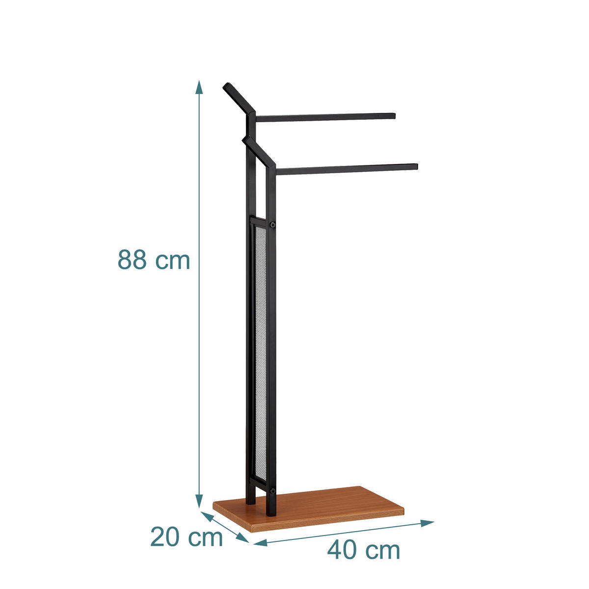 HANDTUCHSTÄNDER Schwarz Holzoptik freistehend 88 cm - Schwarz, Holzwerkstoff/Metall (40/88/20cm) - Relaxdays