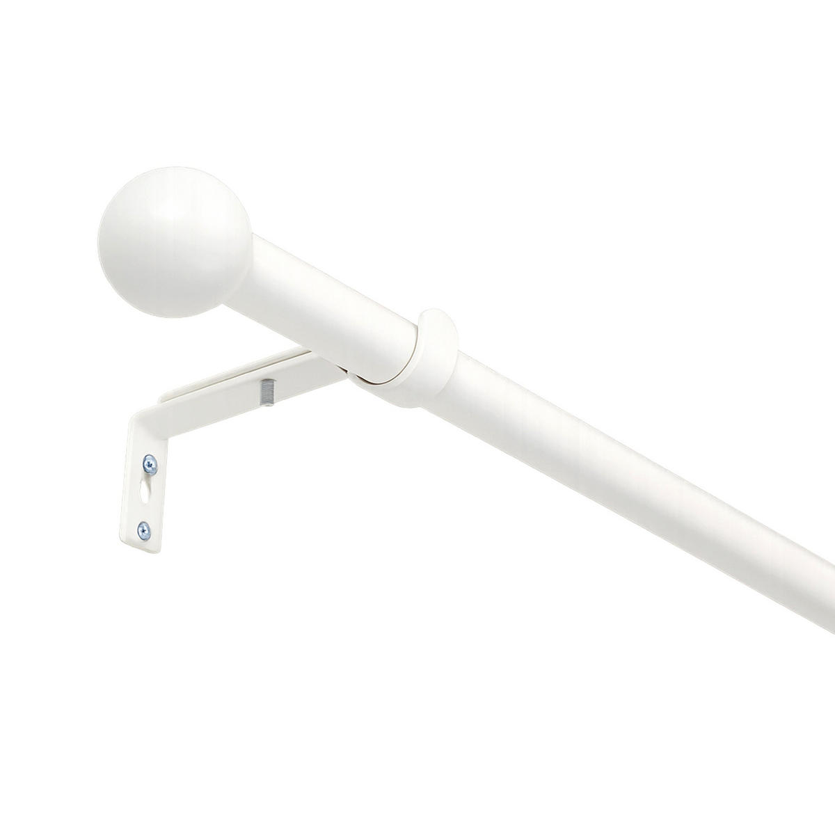 AUSZIEHBARE Gardinenstange, Vorhangstange Metall, Endkappen Kugel, Schwarz matt, Weiß matt, Edelstahloptik, Montagematerial inklusive, Indoor. - Weiß, Metall (120cm) - Deco-Raum