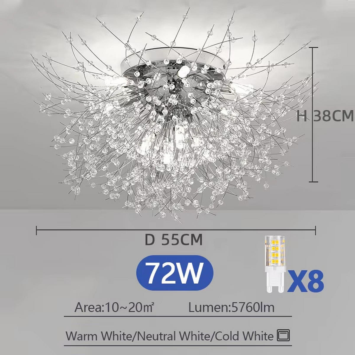 LED-DECKENLEUCHTE 55/38 cm Silber - Silberfarben, Kunststoff (55/55/38cm) - Coonoor