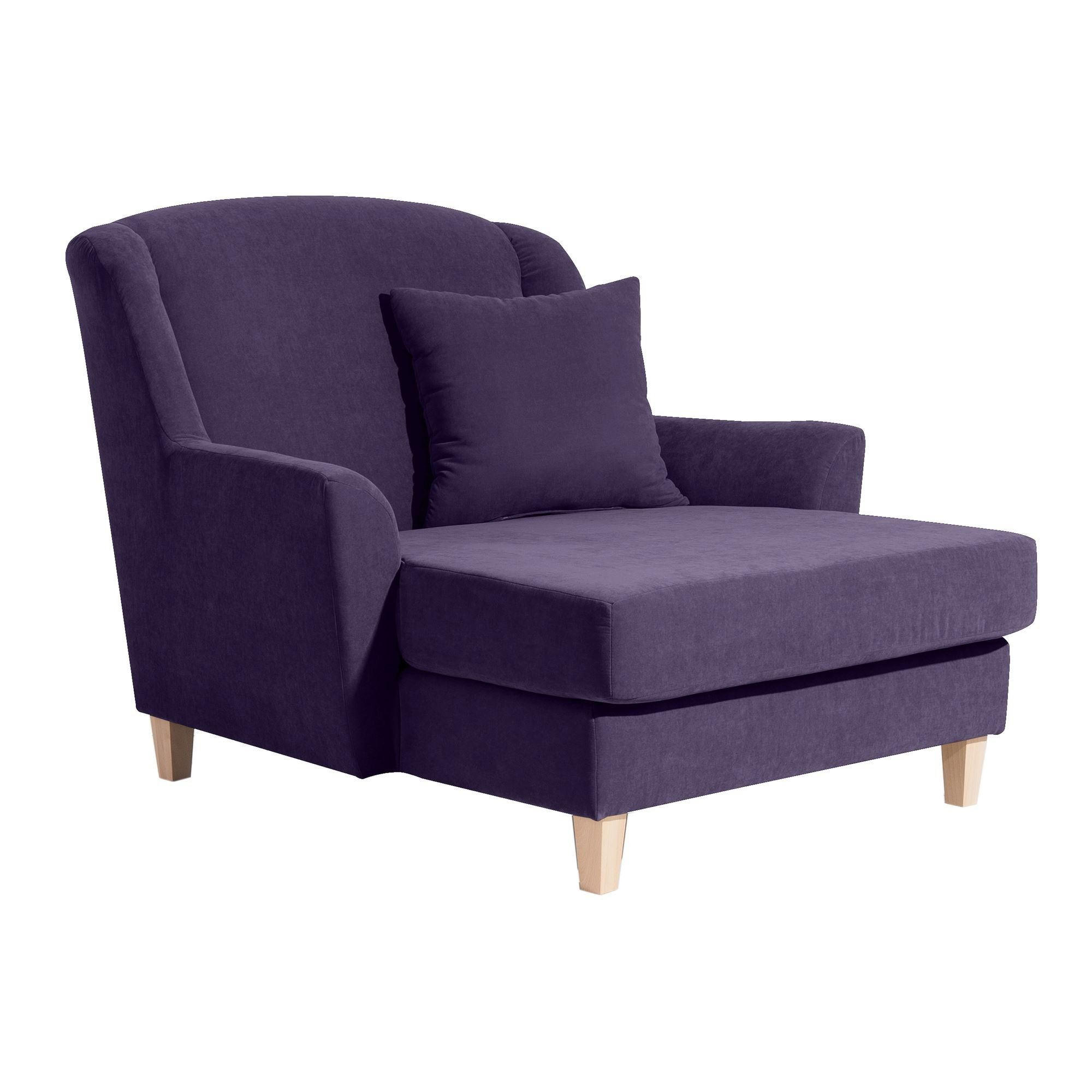 SESSEL XXL Karil Bezug Veloursstoff Buche natur / violett - Lila, Kunststoff (136/107/142cm) - 58aufmkessel