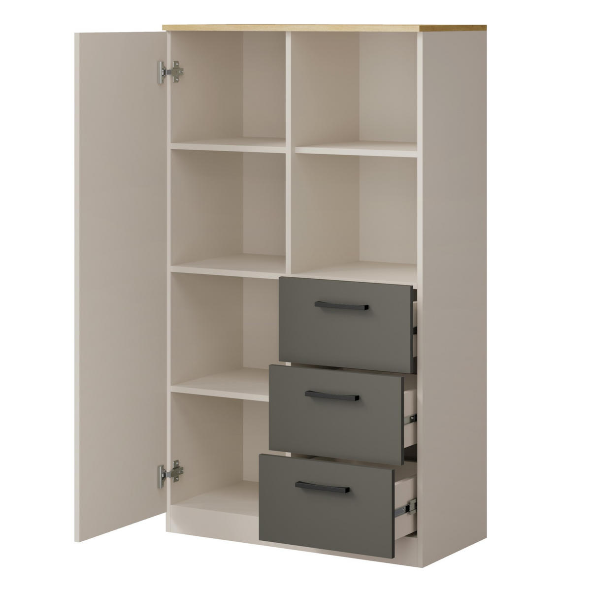 REGAL Billz 1D3S 80 Kaschmir/Eiche Cremona - Kaschmir/Schwarz, Holzwerkstoff/Kunststoff (80/140/40cm) - mzm24