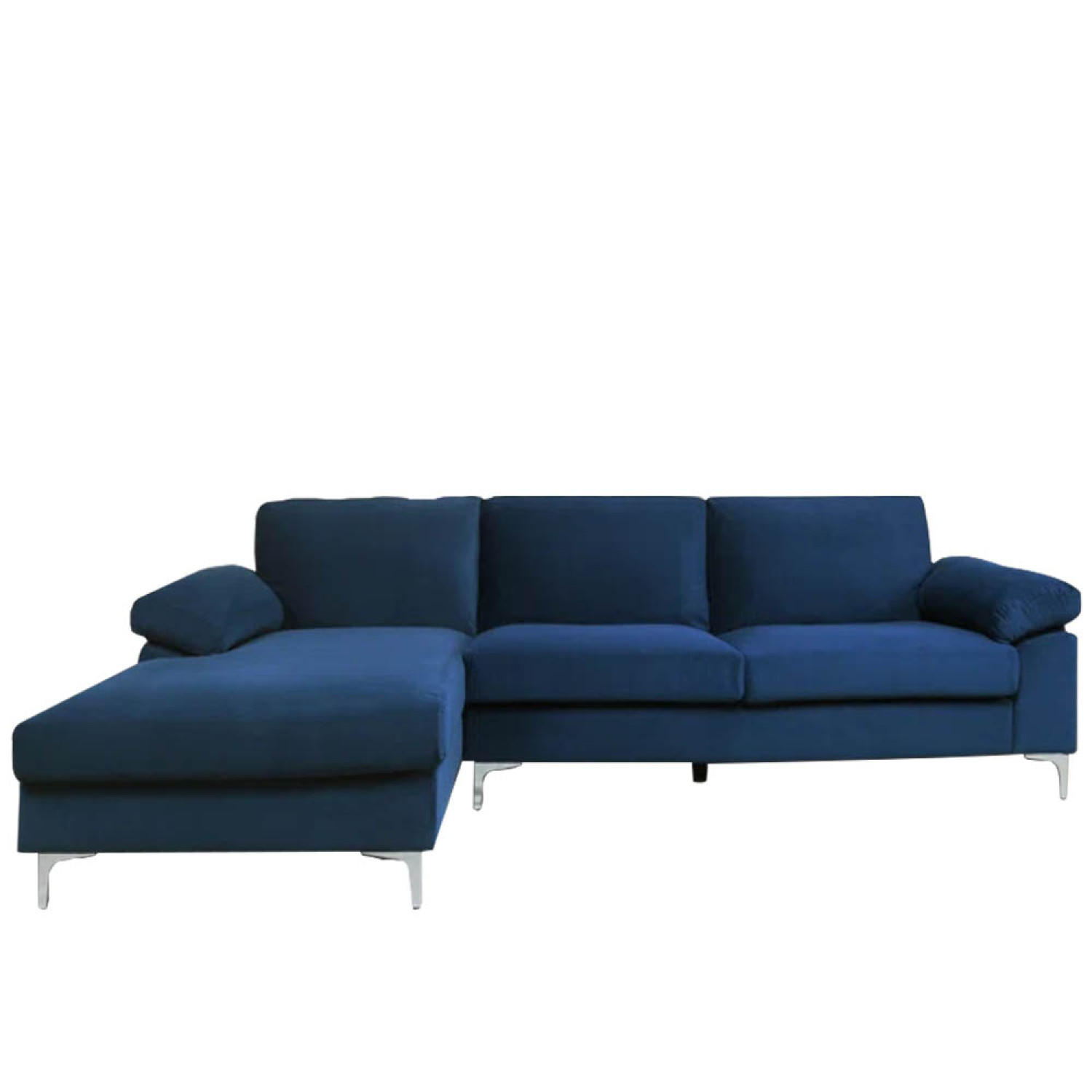 ECKSOFA galway blau 5-sitzer samt - Blau, Holz (262/132cm) - Concept Usine