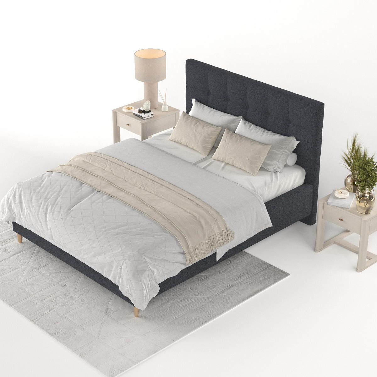 POLSTERBETT Cora 180/200 cm Anthrazit im Riva Stoff - Anthrazit/Naturfarben, Holz/Holzwerkstoff (180/200cm) - AltaBeds