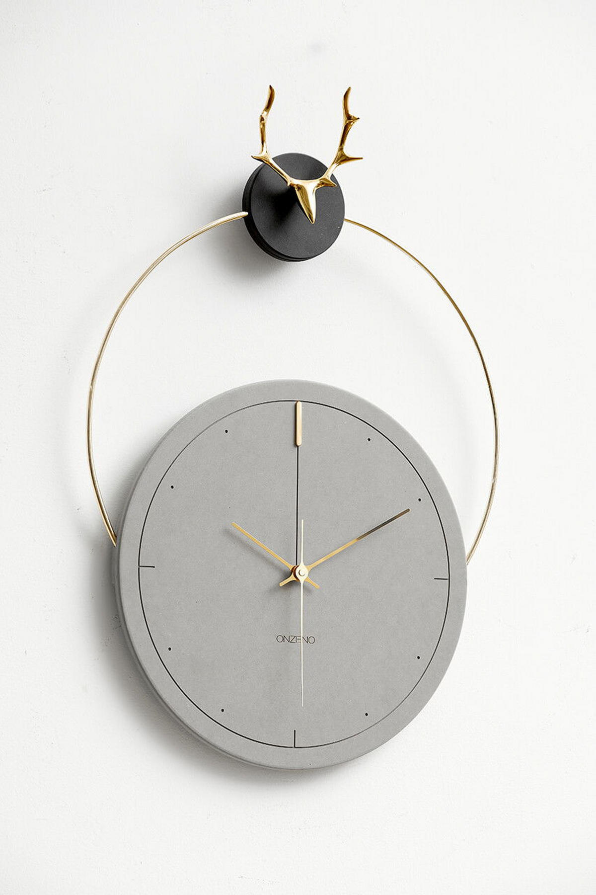 WANDUHR Design Grau 45/65 cm - Schwarz/Grau, Holzwerkstoff/Metall (45/65/2cm) - ONZENO