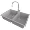 GRANITSPÜLE Madrid Twin, 2-er set Grau 78/50 cm 2 Becken + Küchenarmatur 38/14 cm + Ablauf-Set ab 80er Unterschrank - Chromfarben/Grau, Kunststoff (78/19/50cm) - Primagran