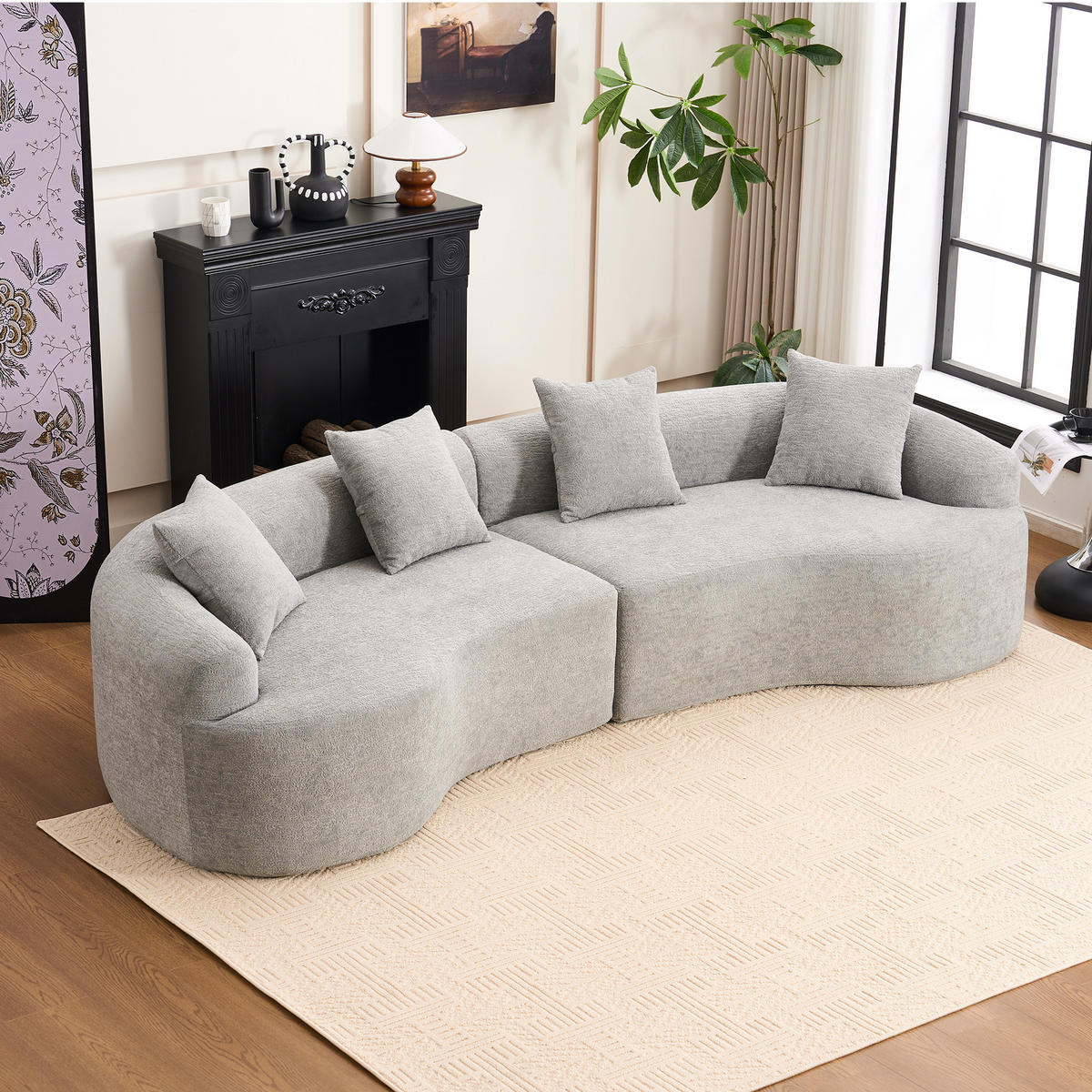 ECKSOFA 275/115/63 cm Grau Chenille - Grau, Textil (275/115cm) - Oxeza