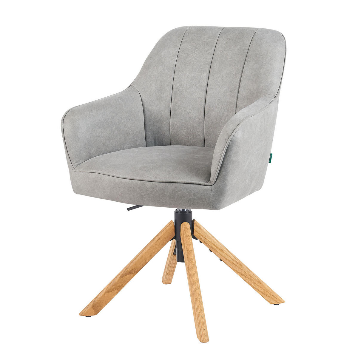 BÜROSTUHL Mika-Jaro - Honigeiche/Hellgrau, Eichenholz/Holz (60/88/65cm) - DUBI Möbel
