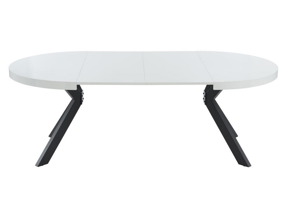ESSTISCH - ausziehbar - 4 bis 8 Personen - MDF & Stahl - Weiß lackiert & Schwarz - KOMONI - Schwarz/Weiß, Holz (220/120/76cm) - Vente-Unique
