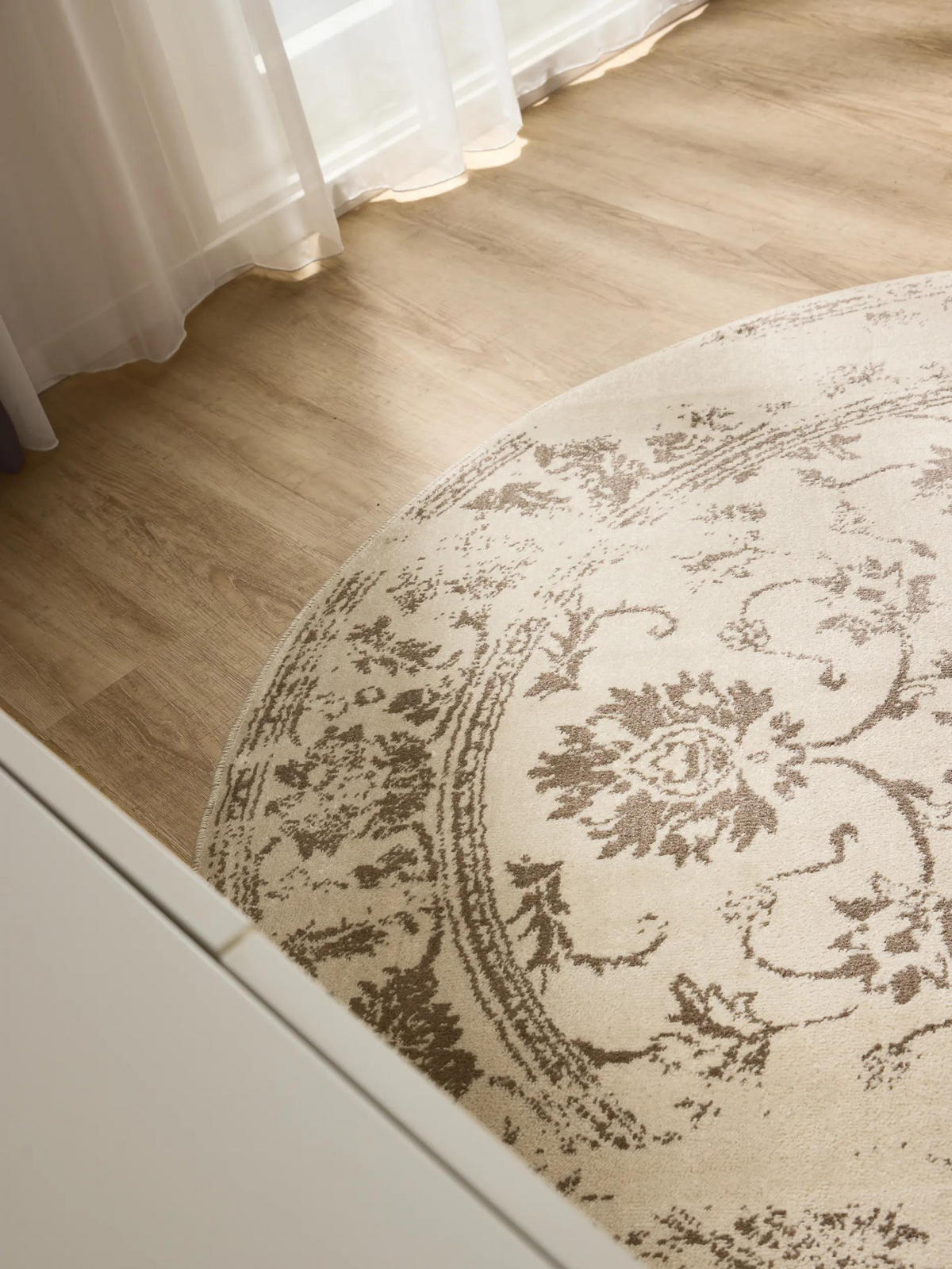 VINTAGE-TEPPICH Suki ø 160 cm rund - Creme/Braun, Kunststoff (160/160cm) - benuta