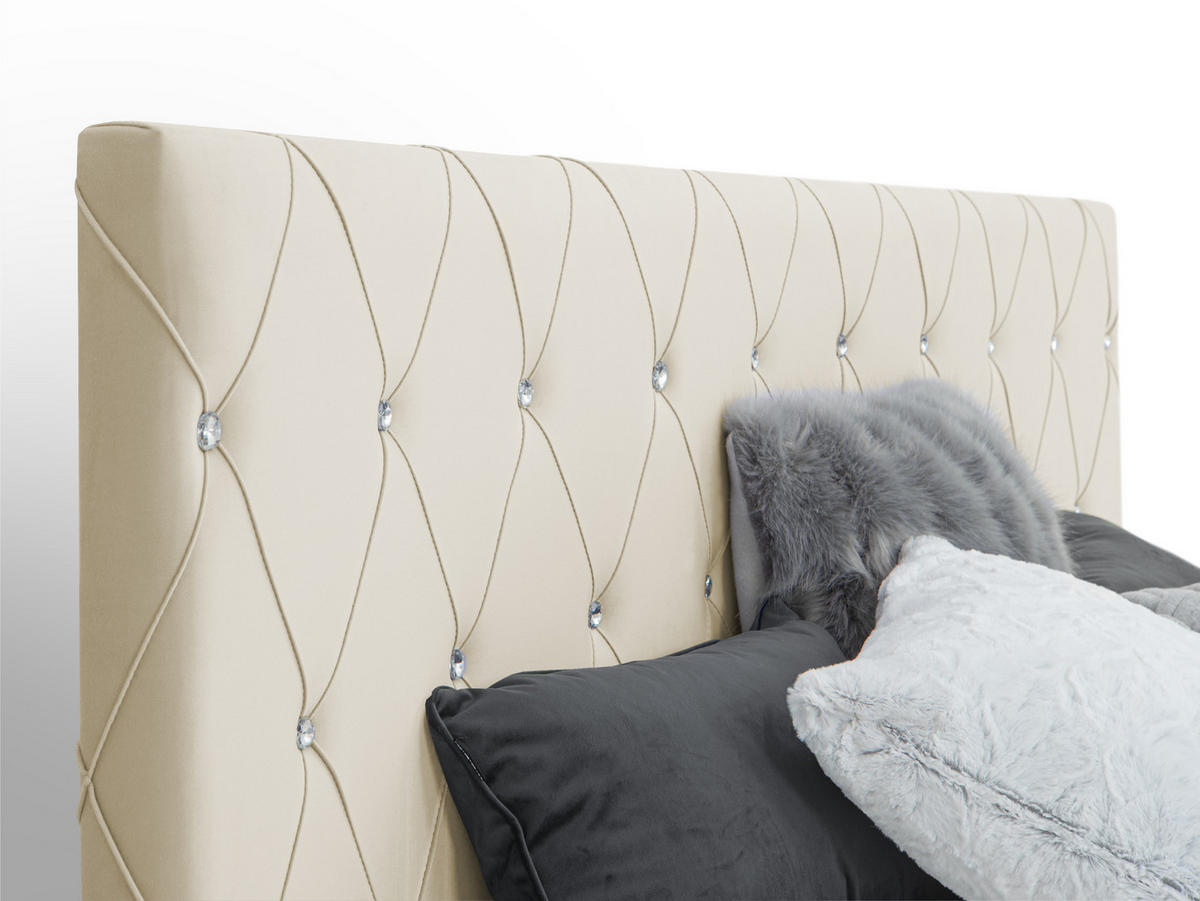 BOXSPRINGBETT Dubai Beige 160 /200 cm H3/H4 Samt - Beige, Textil (160/200cm) - wonello