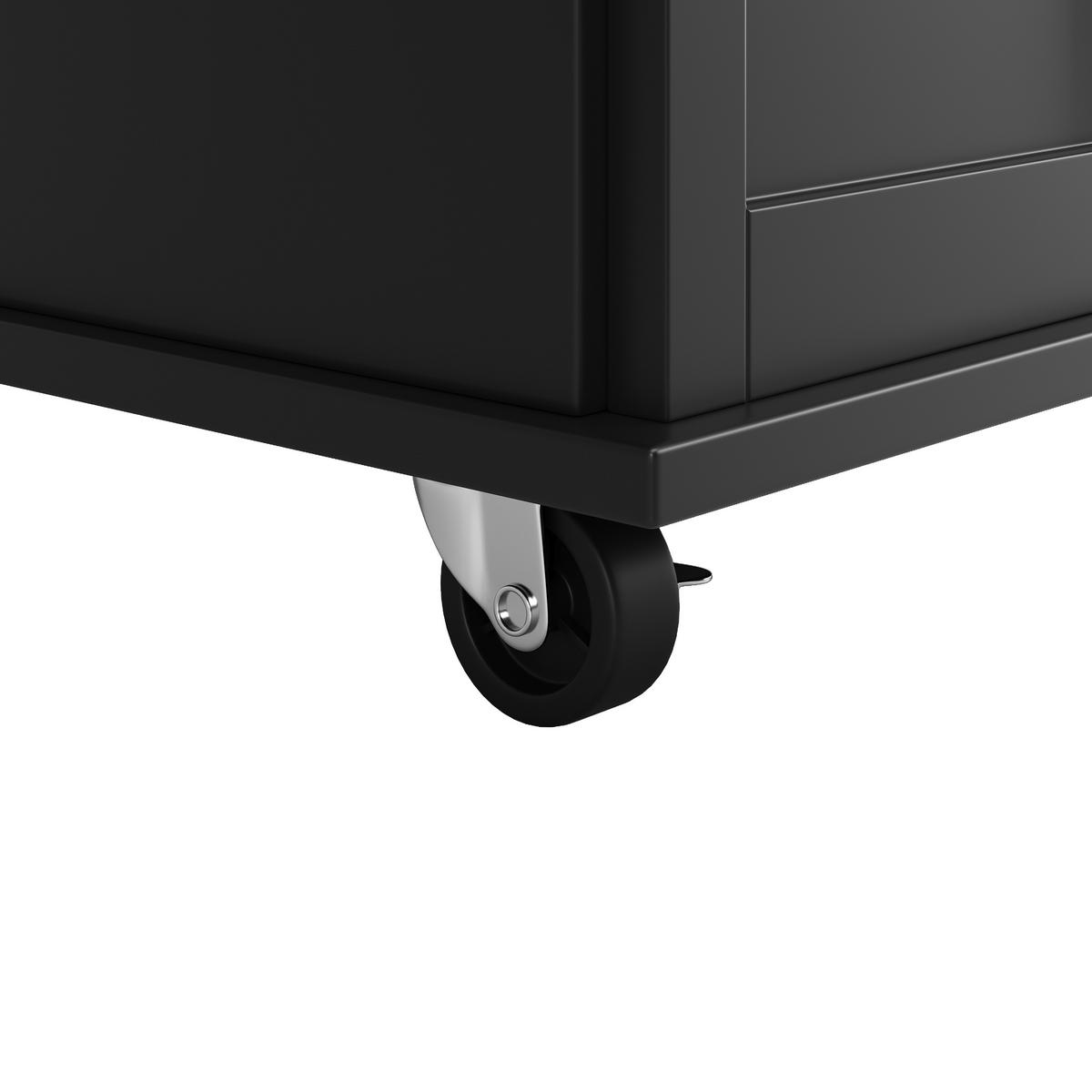 KÜCHENINSEL 106x78x90.5cm Schwarz mit Klapptisch & Rädern - Schwarz, Holzwerkstoff (106/90.5/78cm) - Modfu