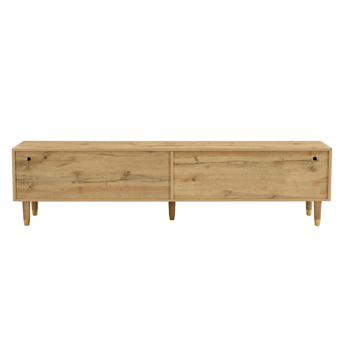 TV-SCHRANK SET holzoptik, 3d-rillen & smart led - Naturfarben, Holzwerkstoff (178/45/35cm) - Urban Meuble
