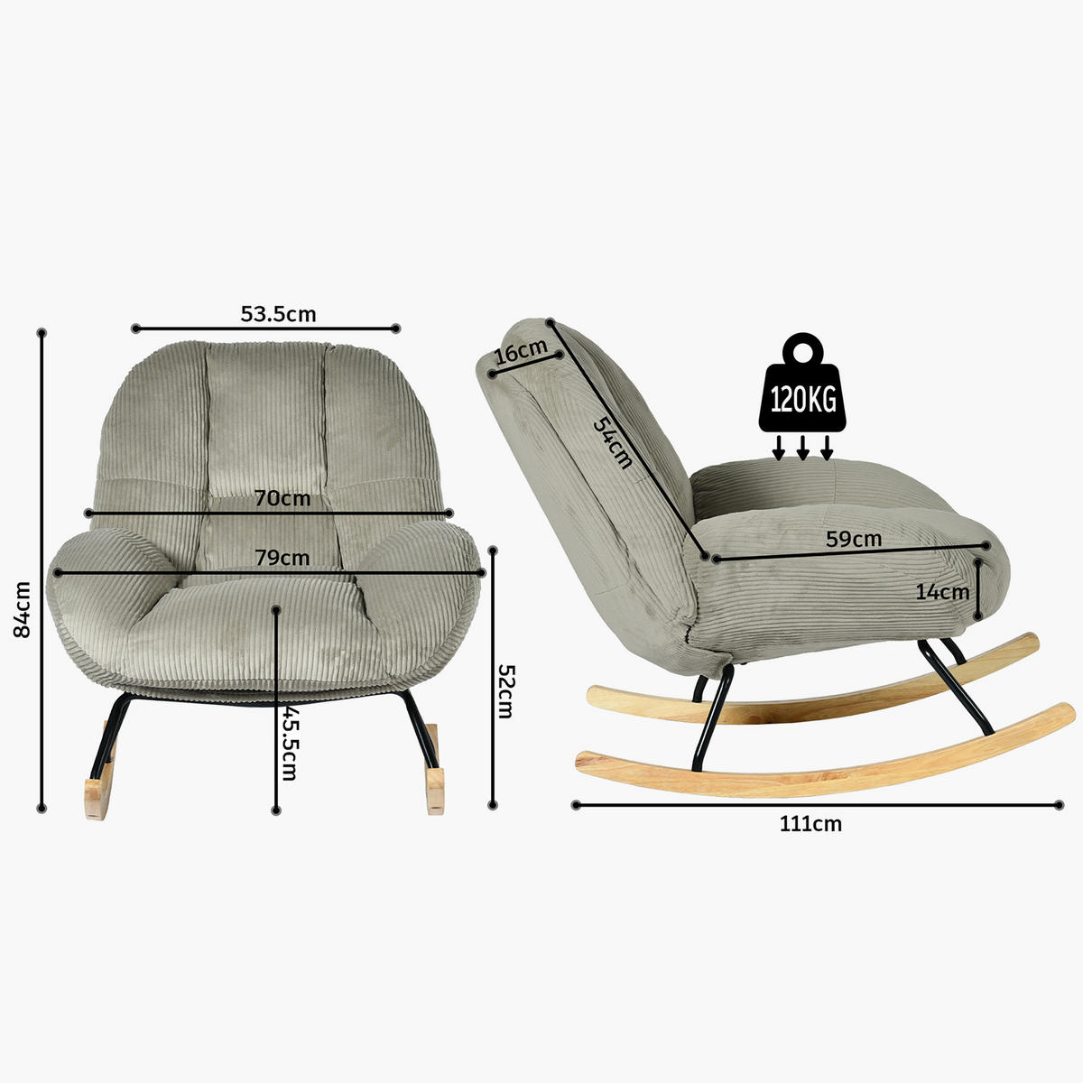 SESSEL, höhenverstellbar, drehbar, mit Neigefunktion, Cordbezug, Grau - Grau, Textil (79/84/111cm) - Meubles Cosy