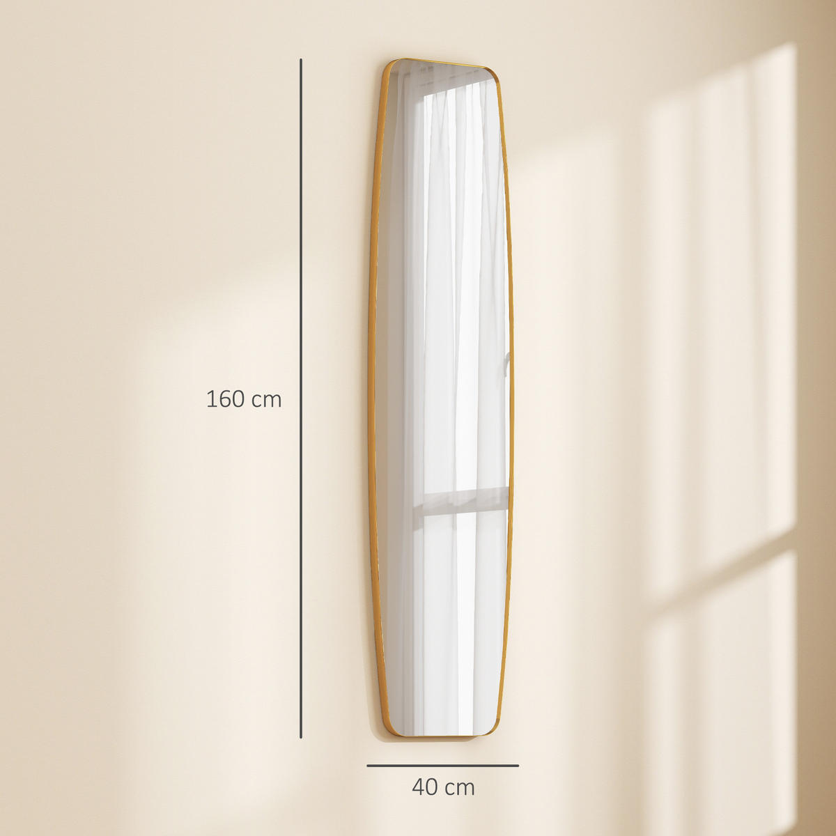 WANDSPIEGEL Glas MDF Gold - Goldfarben, Glas/Metall (40/3/160cm) - HOMCOM