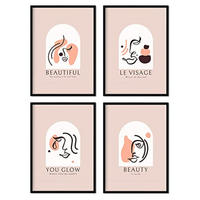 POSTER Set mit 4 abstrakten warmen Set 1 Erdtönen A3 Rahmenlos - Klar, Papier (29.7/3cm) - Nacnic