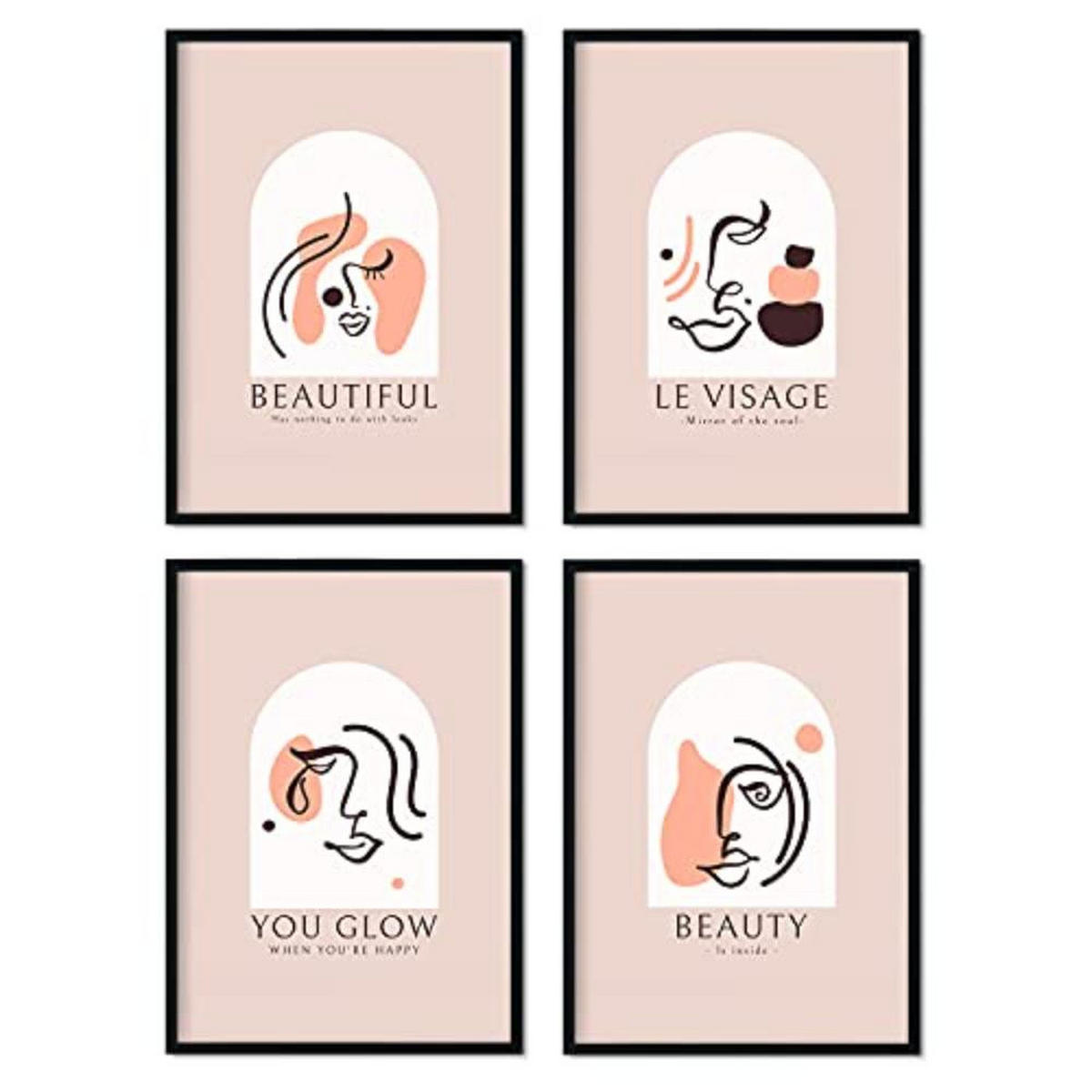 POSTER Set mit 4 abstrakten warmen Set 1 Erdtönen A3 Rahmenlos - Klar, Papier (29.7/3cm) - Nacnic