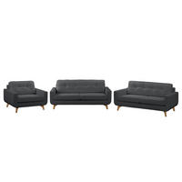 POLSTERGARNITUR (3-2-1) - Strukturstoff - Grau, Textil (1/1/1cm) - home24