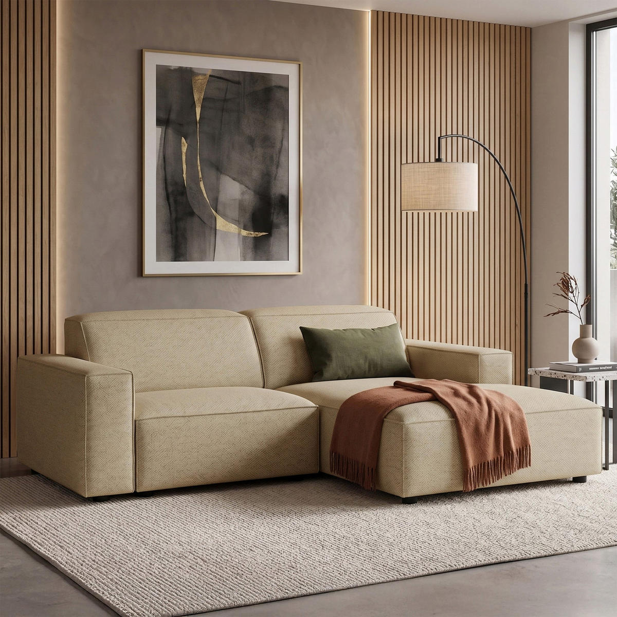 ROHOVÁ POHOVKA Sellmo 210 cm - černá/kapučínová, textil/plast (210/166cm) - Selsey