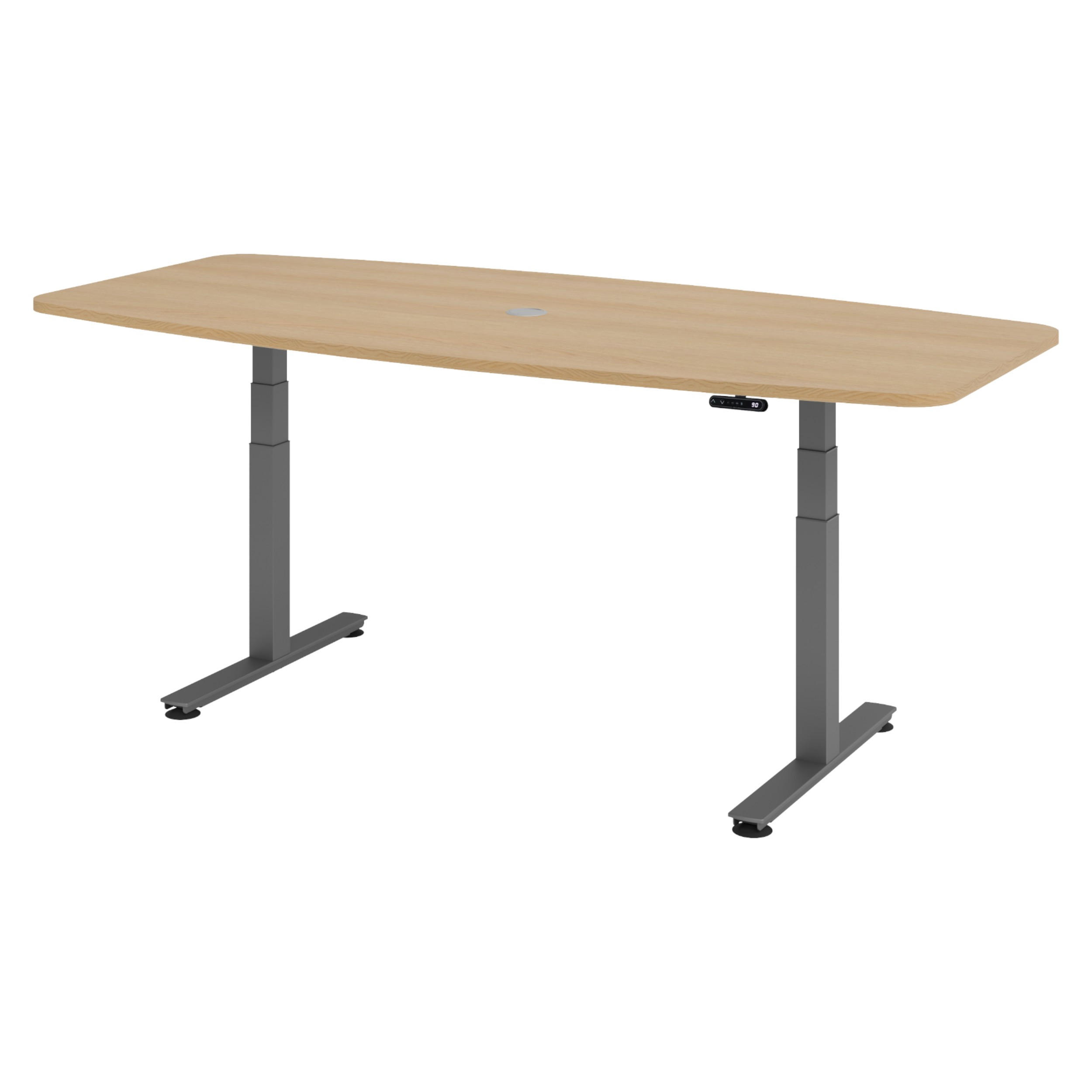 KONFERENZTISCH elektrisch XDSM22 103/220/74 cm in Eichefarben/Graphitfarben - Eichefarben/Graphitfarben, Holzwerkstoff (103/220/74cm) - bümö