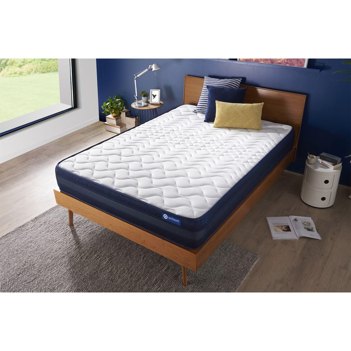MATRATZE Actiflex tech Taschenfederkern und Memory-Schaum 90 x 200 cm h4 - Weiß, Textil (90/200cm) - ACTISOM