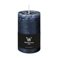 STUMPENKERZE Rustik Marble Style mit Abbrandschutz Dunkelblau 130 x 68 mm - Dunkelblau, Paraffin (13cm) - Wiedemann Kerzen