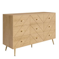 SIDEBOARD mit 9 Schubladen, Eisenbeinen & geometrischem Muster - Sonoma Eiche, Holzwerkstoff/Metall (120/80/39cm) - Urban Meuble