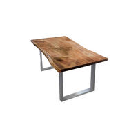 ESSTISCH LORE Holz Akazie - Silberfarben/Zwetschgeholzfarben, Holz/Metall (90/180/78cm) - KAWOLA