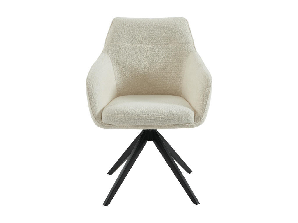 DREHSTUHL 2er-Set mit Armlehnen - Bouclé-Stoff & schwarzes Metall - Weiß - MUSE - Weiß, Textil (60/83/59cm) - Vente-Unique