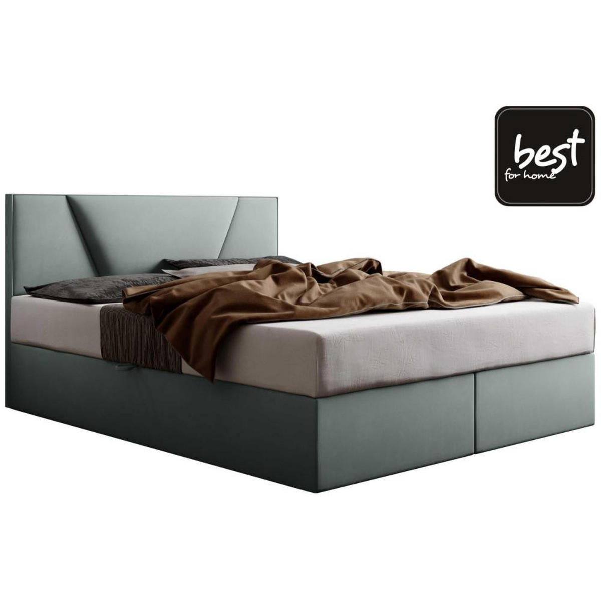 BOXBETT Jubilee Bonellfederkern inkl. Topper - Mintgrün, Holz/Holzwerkstoff (160/200cm) - Best For Home