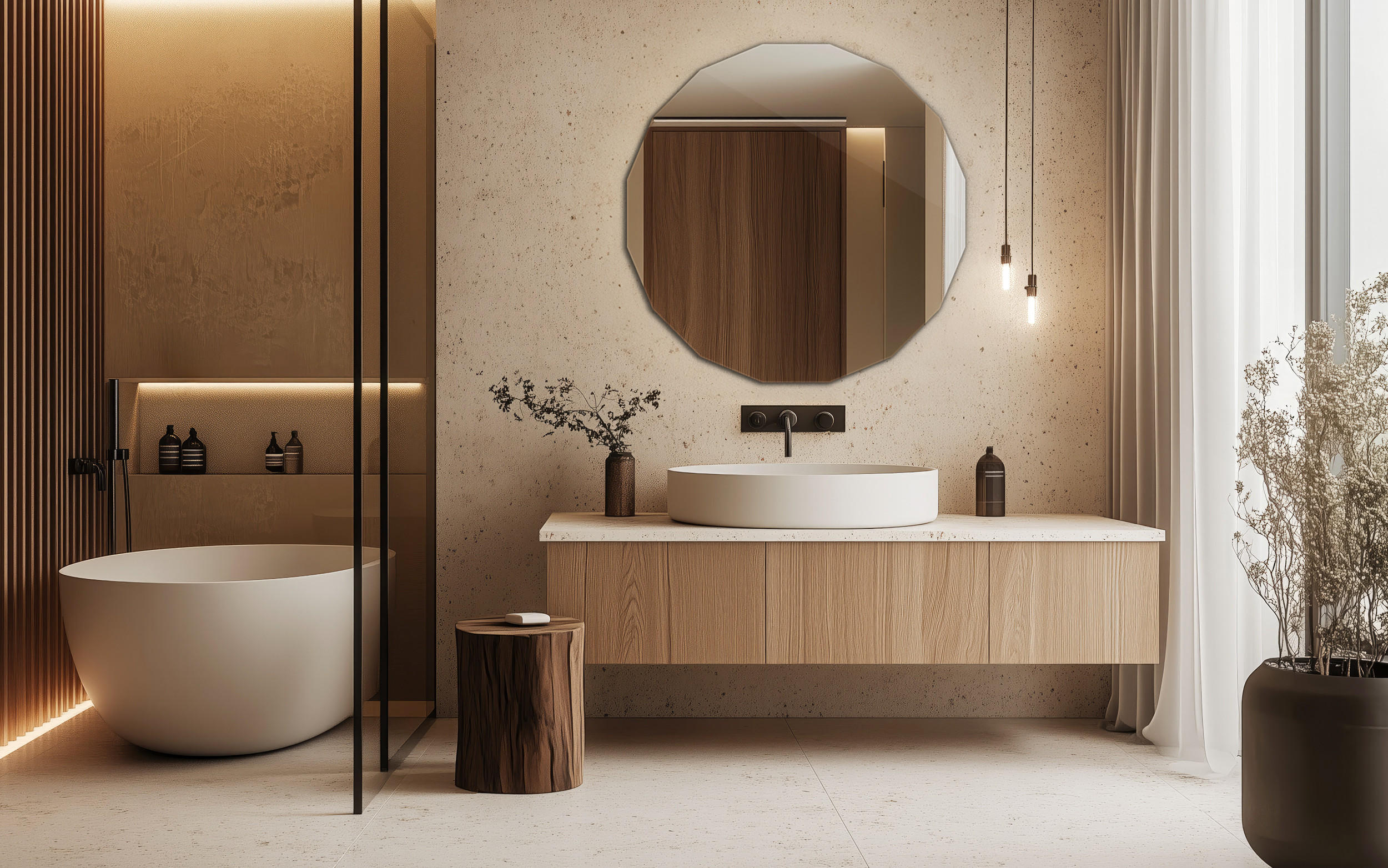 Thumbnail - Tulup Spiegel, Transparent, Glas, Formgebogen, 100x100x0.4 cm, Spiegel, Wandspiegel