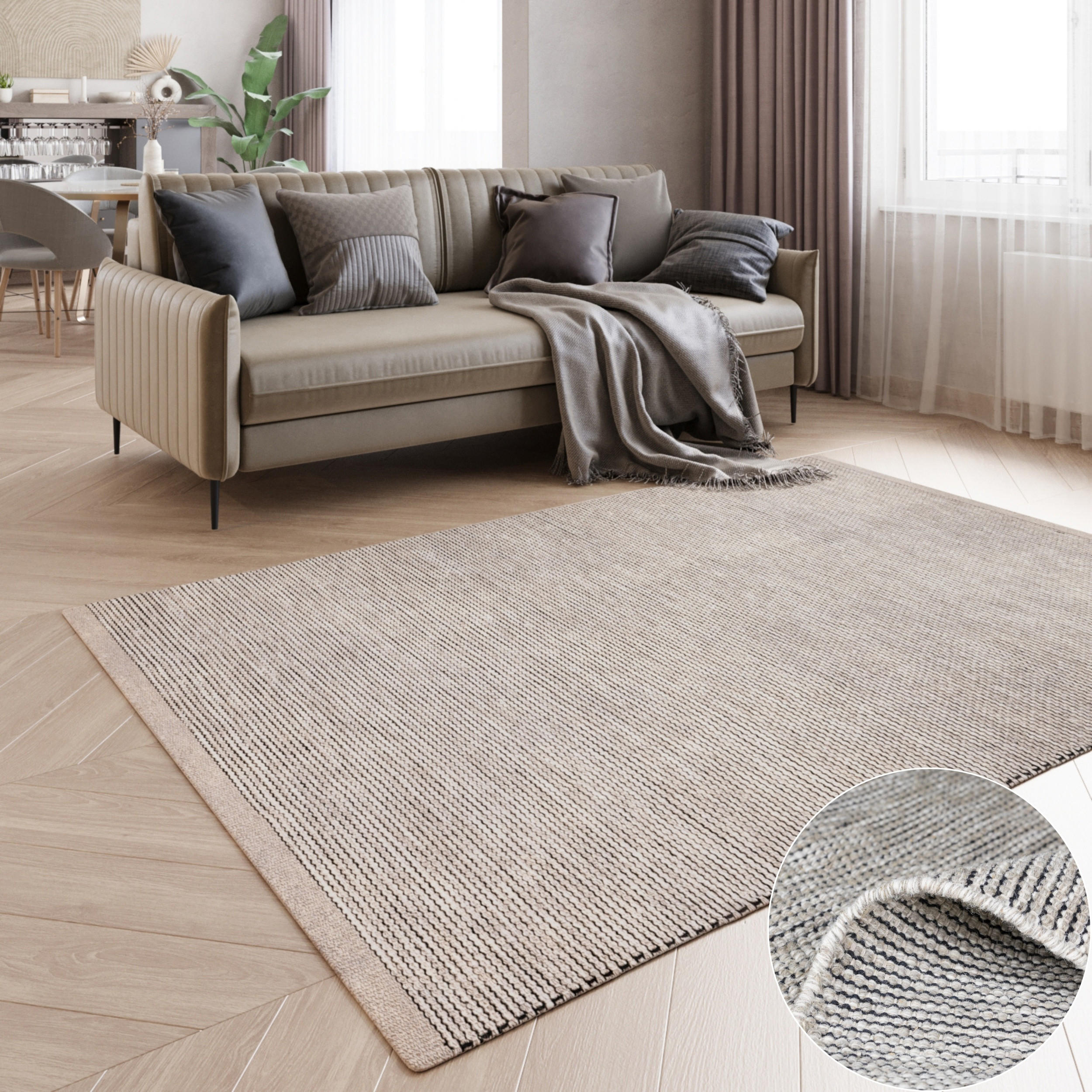 WOLLTEPPICH Roshni grau 200/140 cm - Grau, Naturmaterialien (140/200cm) - My-Rug