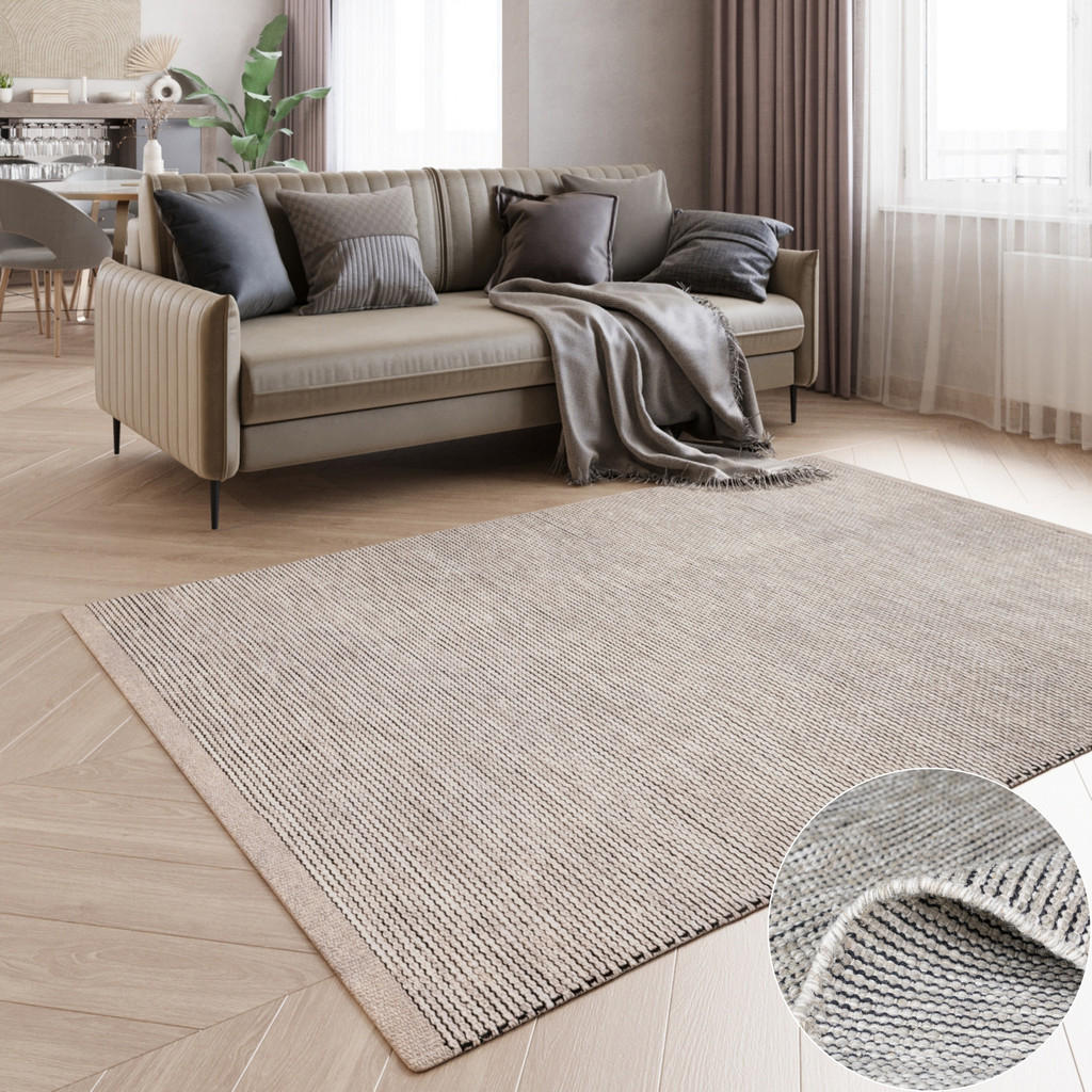 Thumbnail - My-Rug Wollteppich, Grau, Naturmaterialien, 60x90 cm, antistatisch, schmutzabweisend, strapazierfähig, UV-beständig, Tep...