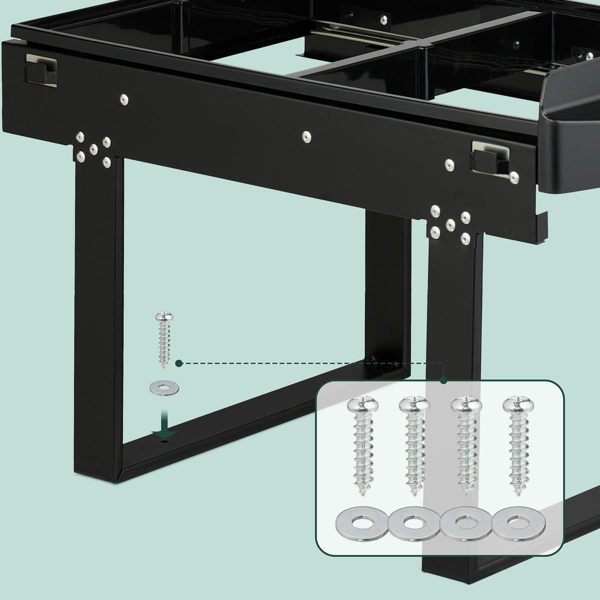EINBAUMÜLLEIMER - Schwarz, Kunststoff/Metall (34/34.6/51.8cm) - Relaxdays