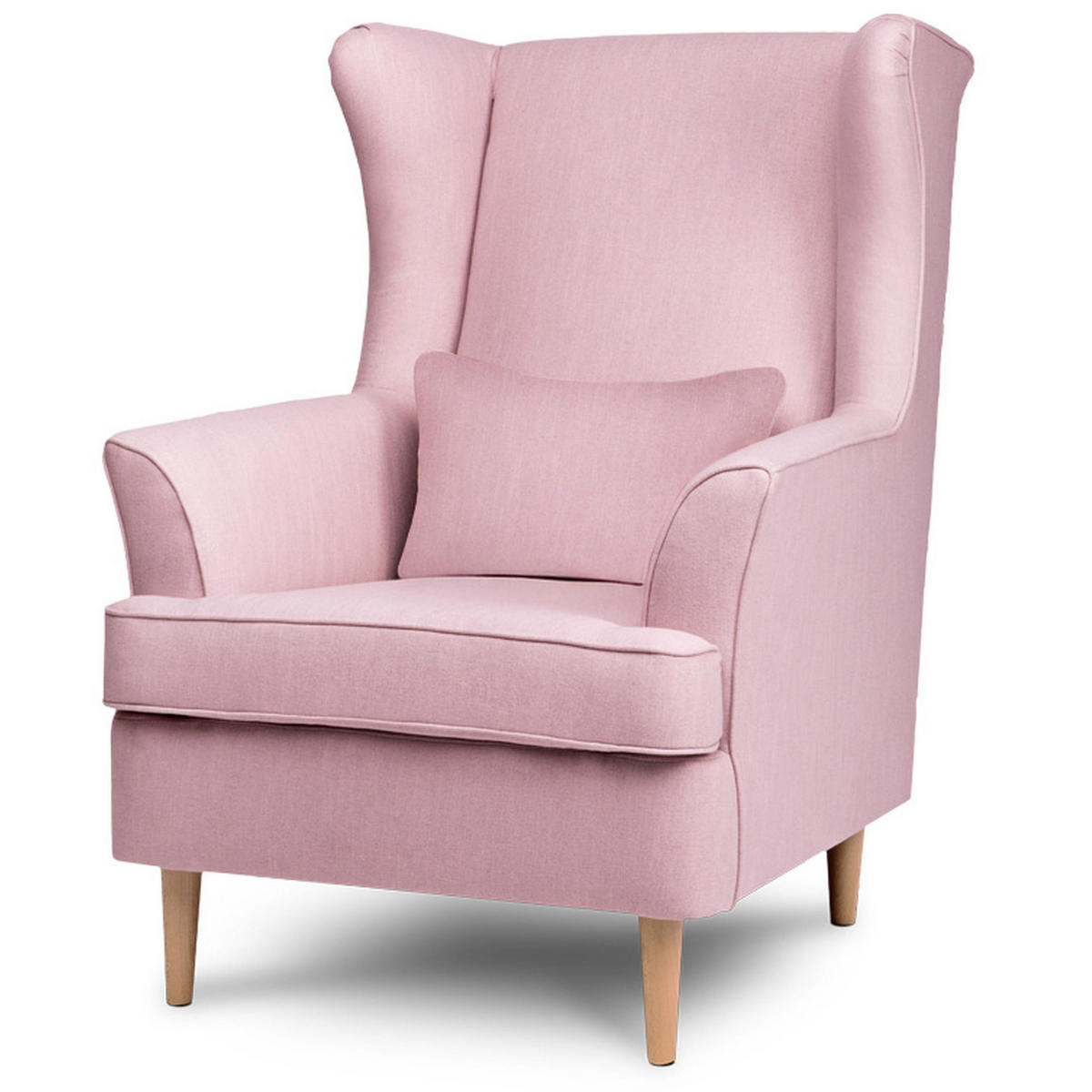 OHRENSESSEL STRALIS mit Sitzhocker, Rosa - Rosa, Textil (82/108/80cm) - KONSIMO®