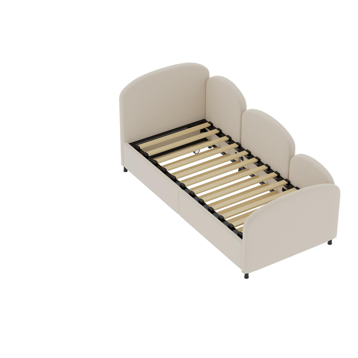 POLSTERBETT 90/200 cm Beige mit Blumenform und Stauraum - Beige, Textil (90/200cm) - OKWISH