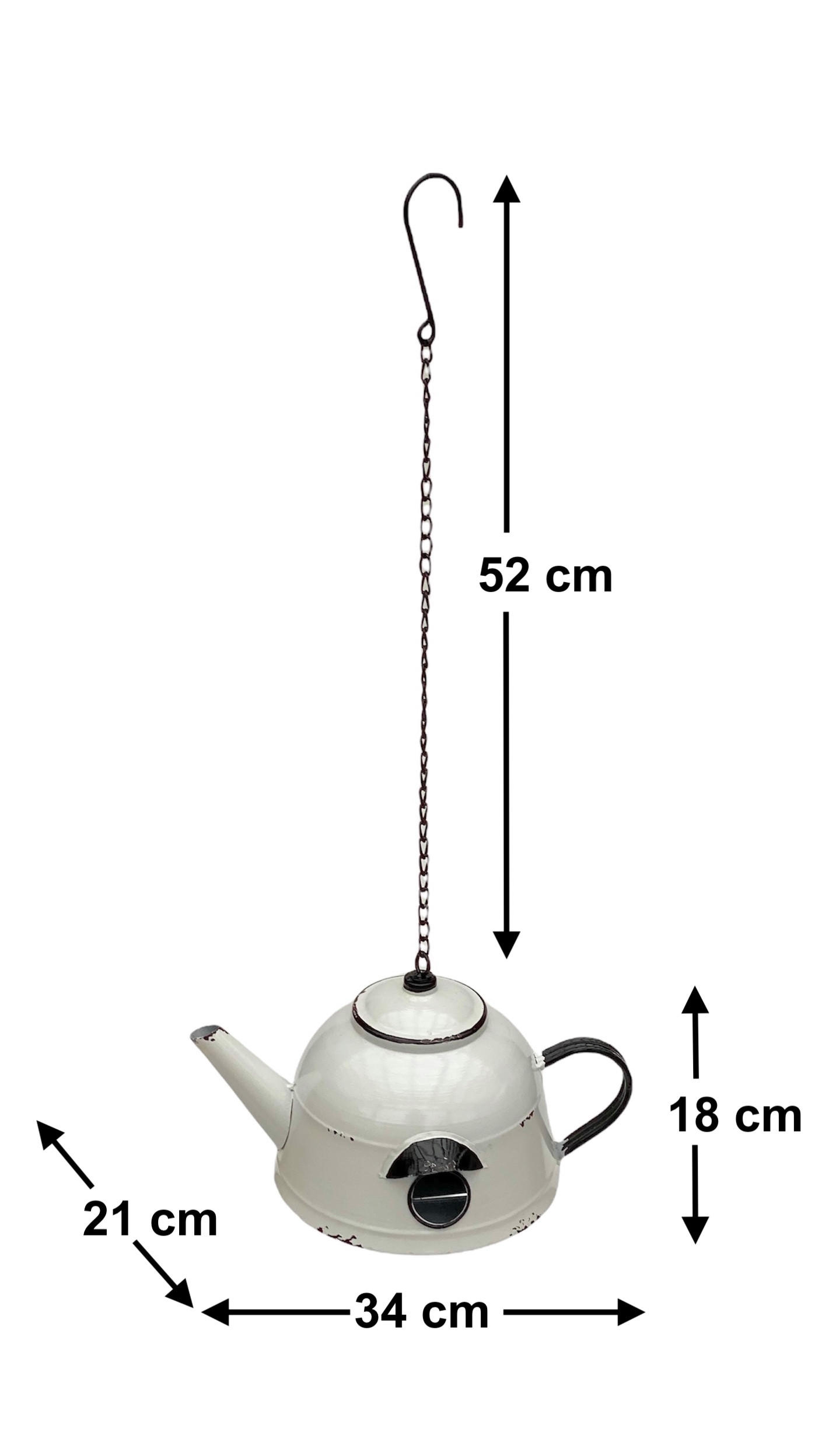 VOGELHAUS Teekessel wetterfest zum Aufhängen Metall 521862 - Weiß, Metall (34/70/21cm) - DanDiBo