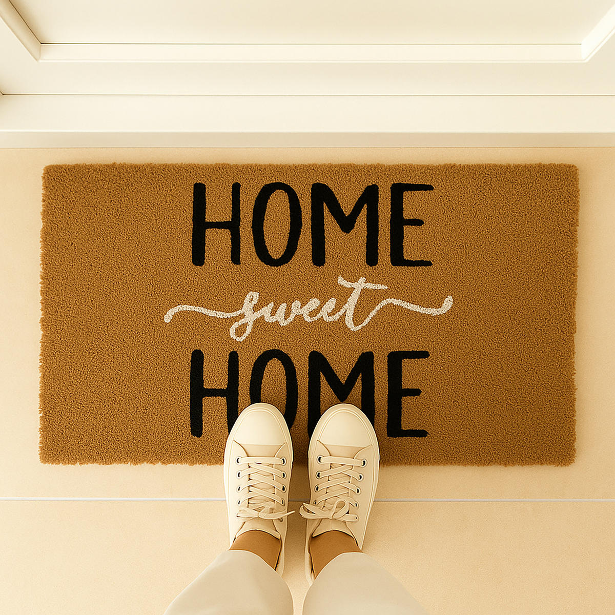 FUSSMATTE - Hellbraun, Kunststoff/Textil (60/40cm) - Relaxdays