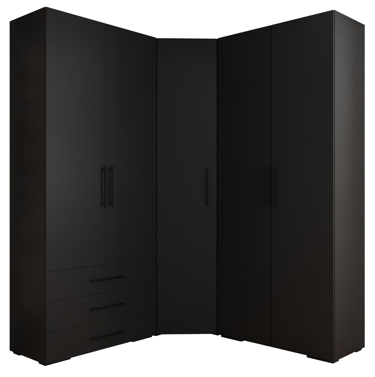 Abiks Möbel Garderoben-Set Schwarz, Schwarz 181.7x236.7x47 cm