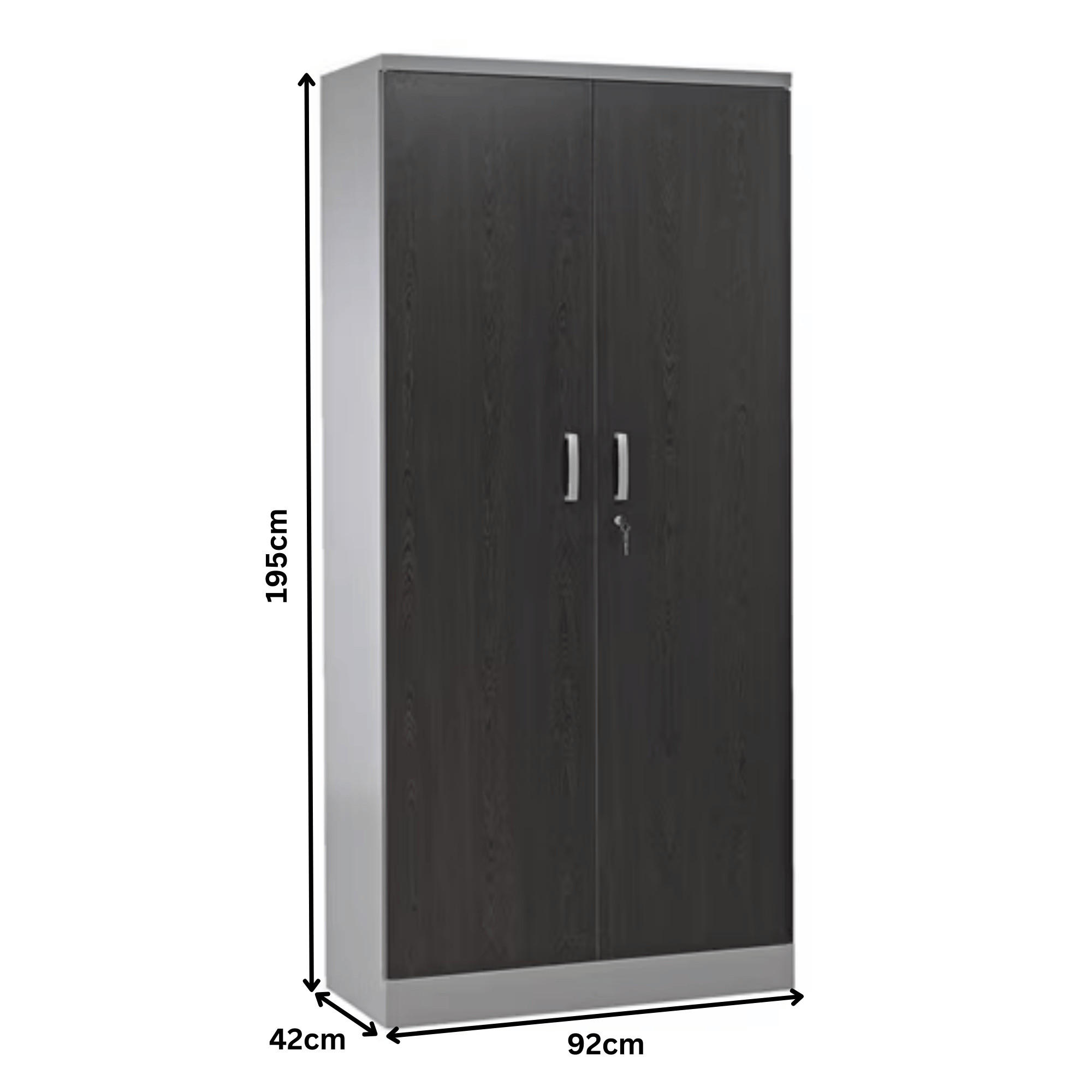 AKTENSCHRANK Beetle 4 Fachböden 195x92x42 cm Silber & Wenge - Wengefarben, Metall (92/195/42cm)