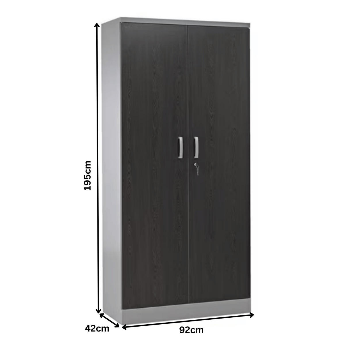 AKTENSCHRANK Beetle 4 Fachböden 195x92x42 cm Silber & Wenge - Wengefarben, Metall (92/195/42cm)