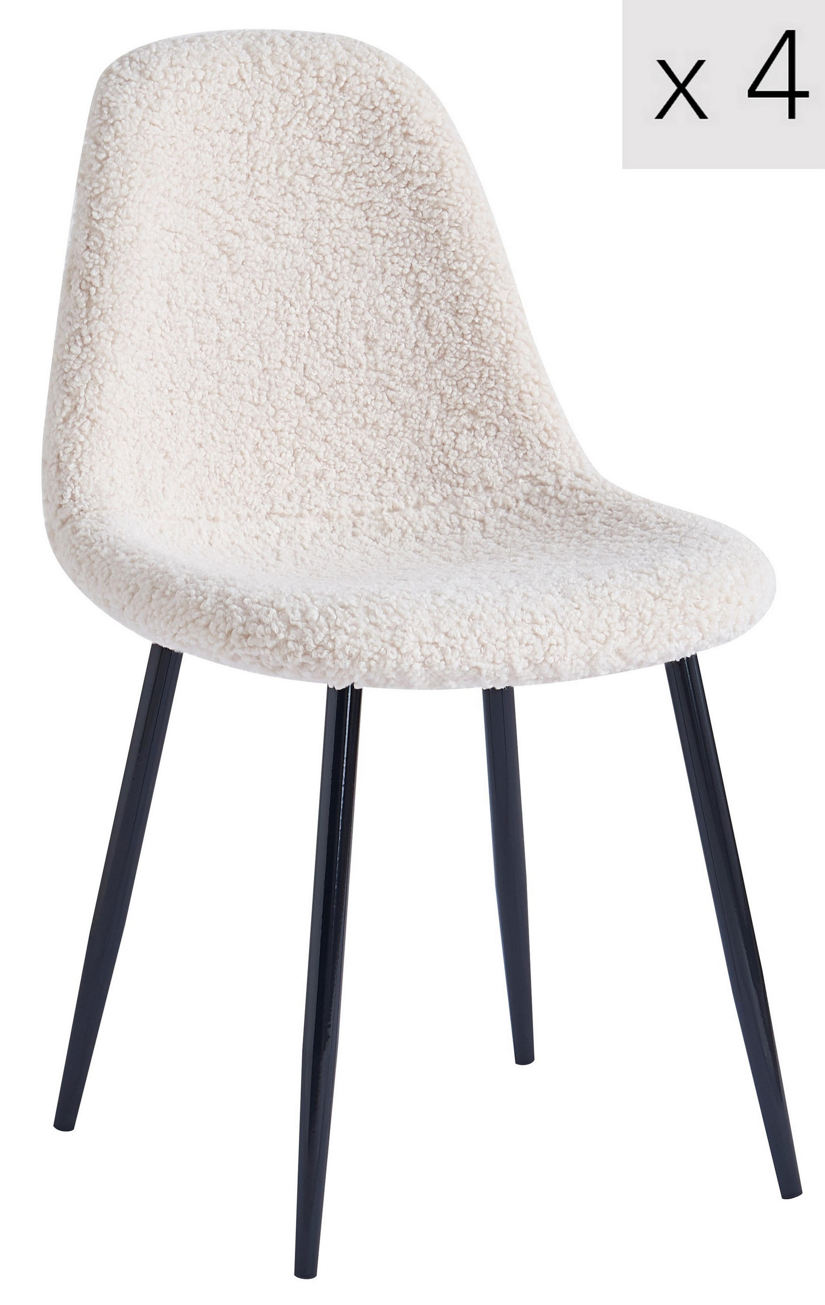 STUHL 4er-Set Wolle Weiß - Weiß, Textil (46.5/86/44cm) - Nordlys