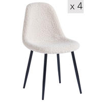 STUHL 4er-Set Wolle Weiß - Weiß, Textil (46.5/86/44cm) - Nordlys