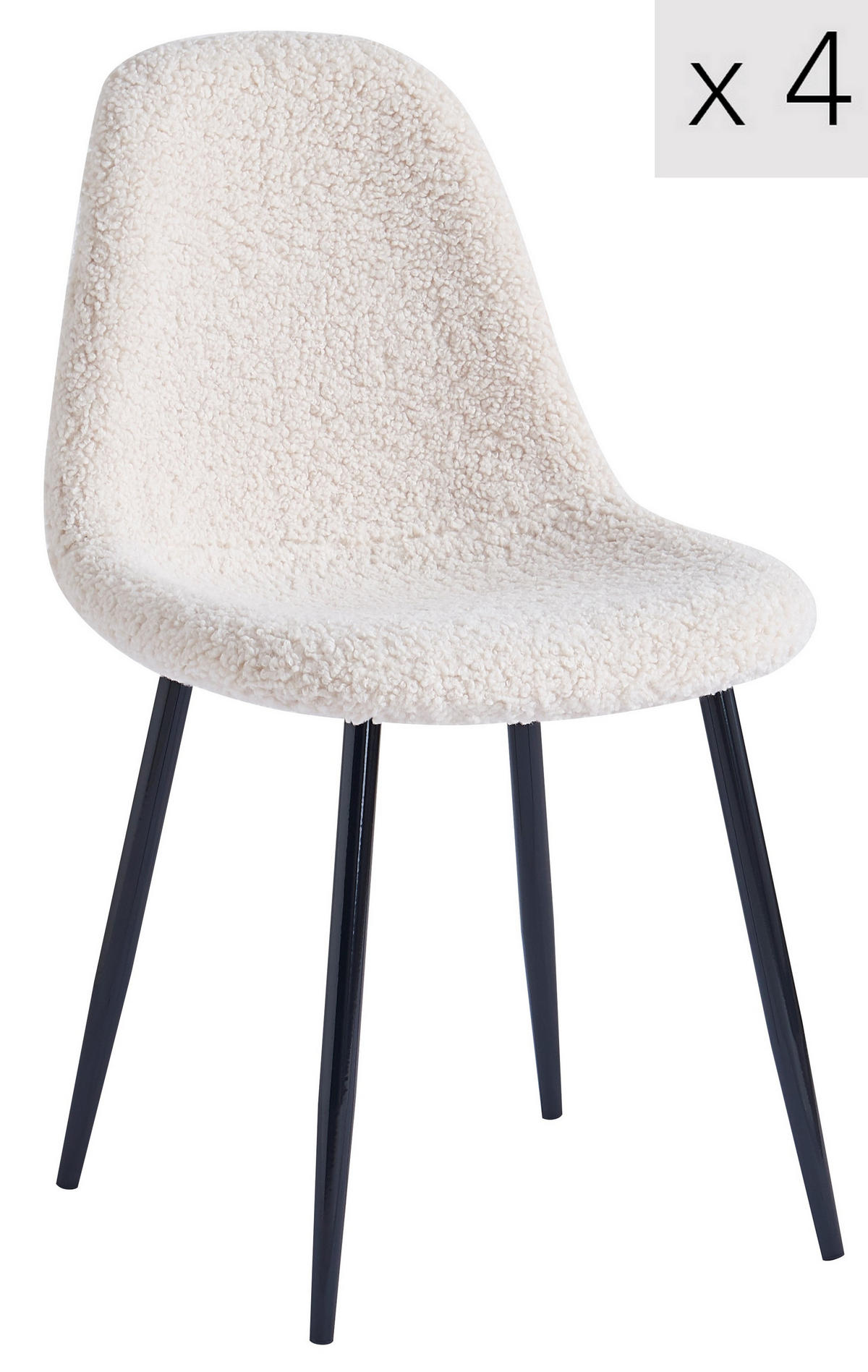 STUHL 4er-Set Wolle Weiß - Weiß, Textil (46.5/86/44cm) - Nordlys