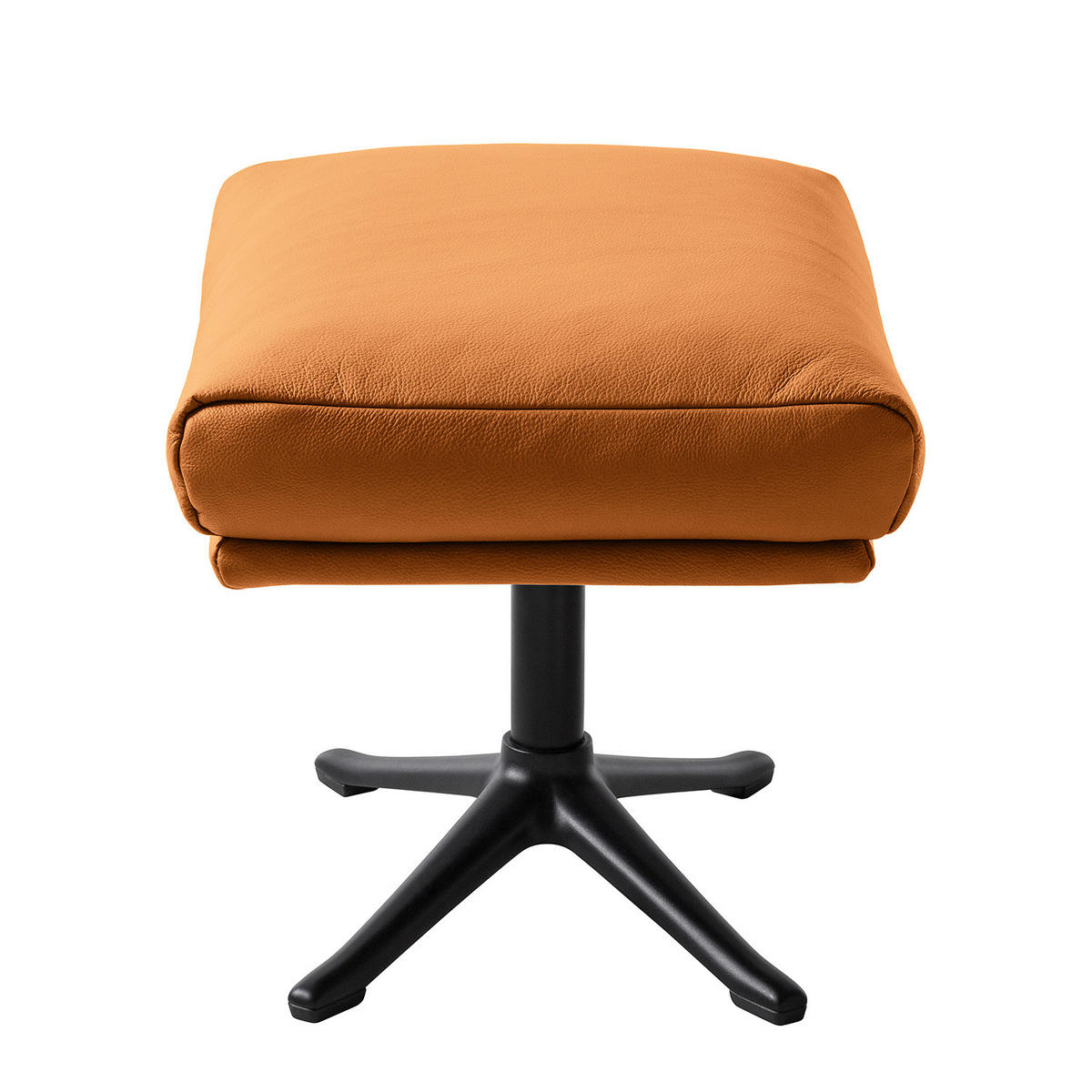 POLSTERHOCKER mit Kreuzfuß - Chromfarben/Cognac, Leder/Metall (51/37/41cm) - home24