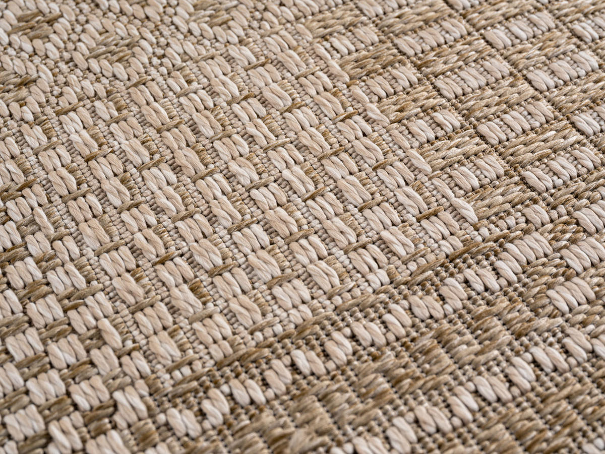 TEPPICH In-/Outdoor Flachgewebe Karomuster Polypropylen Küche Beige Rechteckig 240x340 - Beige, Textil (240/340cm) - KADIMA DESIGN