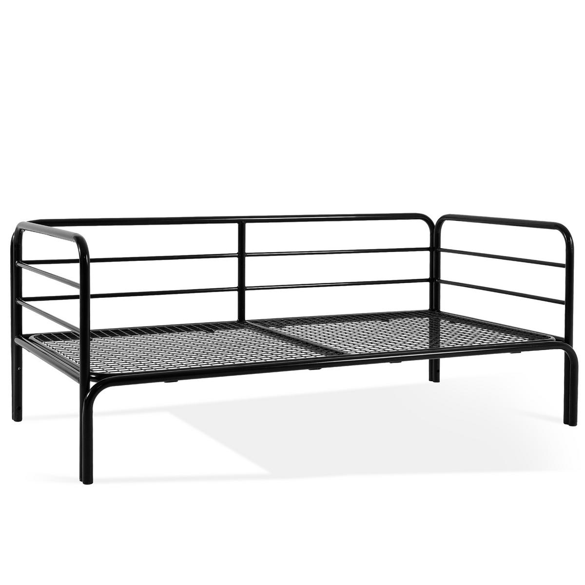 GARTENSOFA RAMBE 2-Personen mit Kissen, Anthrazit - Anthrazit/Dunkelblau, Textil/Metall (150/80/80cm) - KONSIMO®
